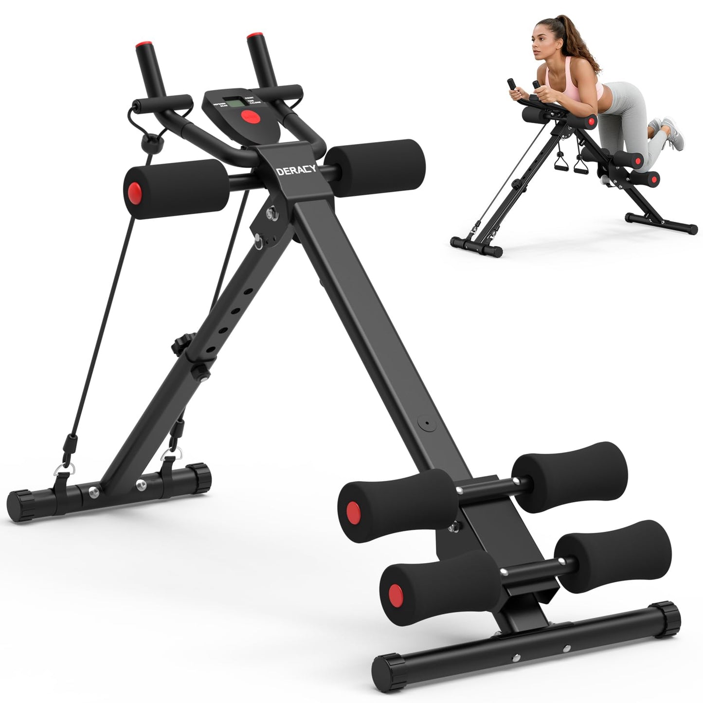 DERACY Ab Workout Machine Adjustable Ab Trainer Abdominal Trainer for Home Gym Foldable Ab Crunch