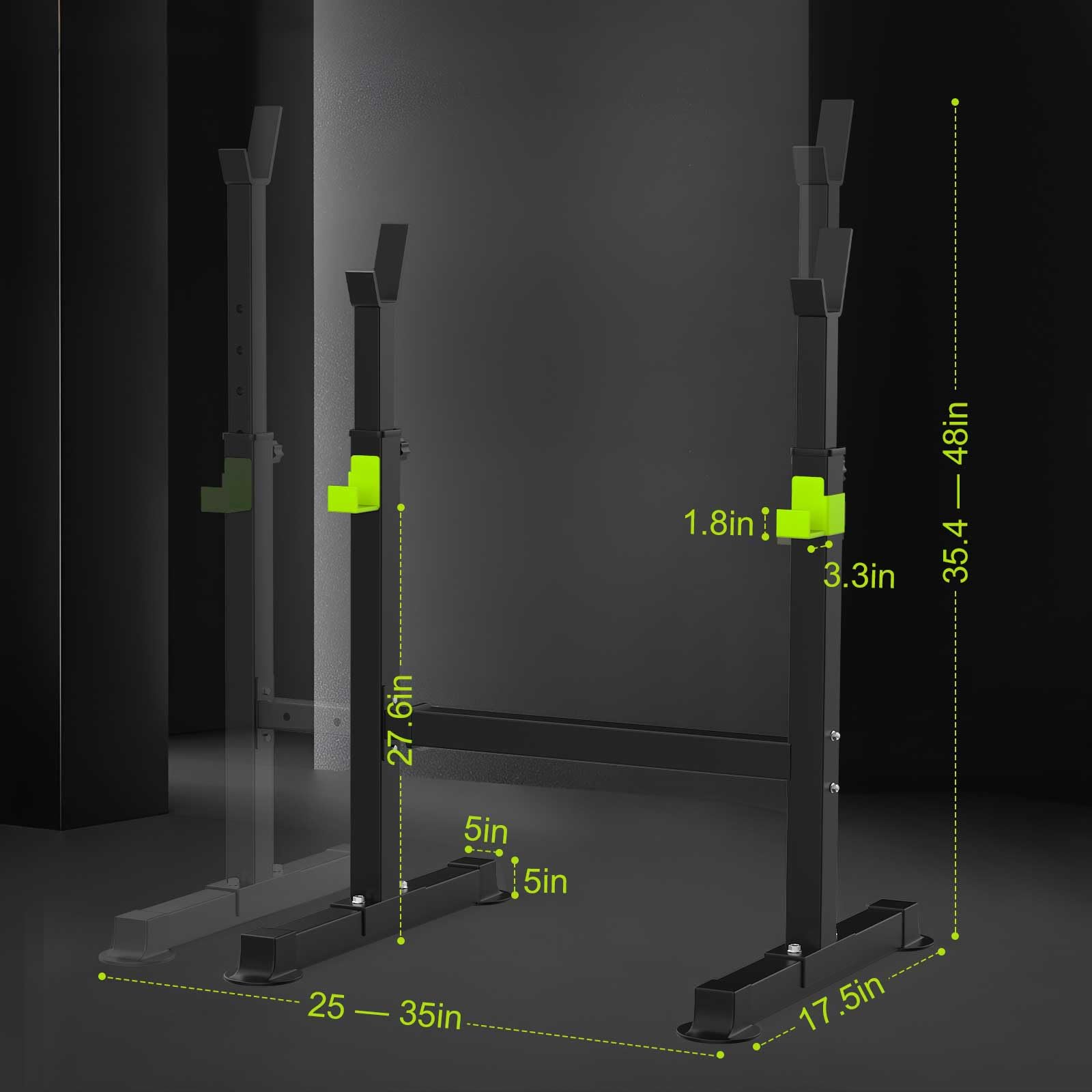 FitinOne Squat Rack, Height-Adjustable Dumbbell Rack for Home Gym, Multi-Function Barbell Rack