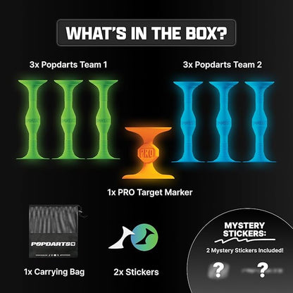 POPDARTS Glow Pack Game Set Glow in The Dark (Blue and Green) - Indoor, Outdoor Suction Cup Throwing Game - Competition with a POP