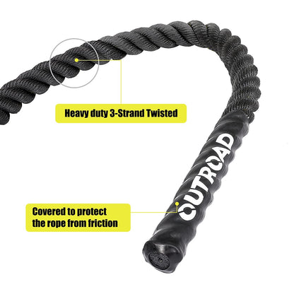 Max4out Battle Ropes 1.5 inch 30 ft - Polyester Workout Rope Heavy for Home Body Workouts Building