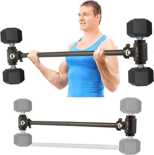 3 in 1 Dumbbell Converter Bar Set - Convert Dumbbells to Barbell & Kettlebell for Home Gym, Multi-Functional Strength Training Bar with Secure Clamps, Space-Saving Weight Lifting System (Black)