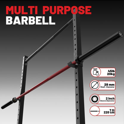 PAPABABE 7ft Barbell Olympic Barbell 1000lb Capacity Home Gym Red Elite