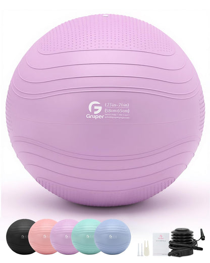 Gruper Yoga Ball, Extra Thick Exercise Ball for Workout Pregnancy Stability - 4 Sizes Anti Burst
