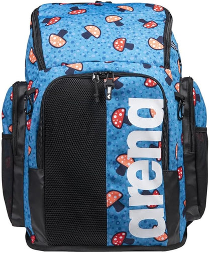 ARENA Spiky III Backpack 45 Swimming Athlete Sports Gym Rucksack Large Training Gear Equipment Swim Bag for Men and Women, 45 Liters, Mushrooms