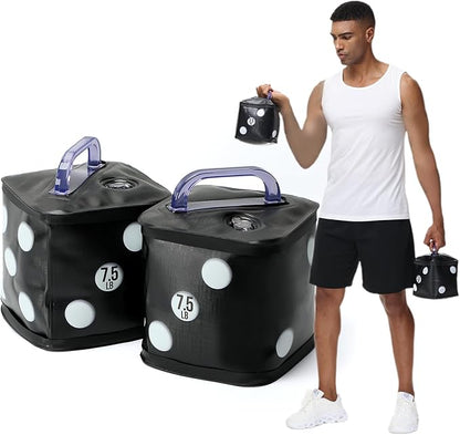 Travel Dumbbells, Water Filled Dumbbells Set, Fitness Exercise Dice 15/20 lbs, Portable Fitness Equipment, Fun for Strength Training, Core Training