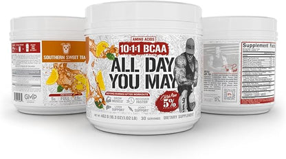 5% Nutrition Rich Piana AllDayYouMay BCAA Powder | Premium Intra & Post Workout Amino Acids, Hydration, Endurance, Muscle Recovery, Joint & Liver Support | 16.3 oz, 30 Servings (Southern Sweet Tea)
