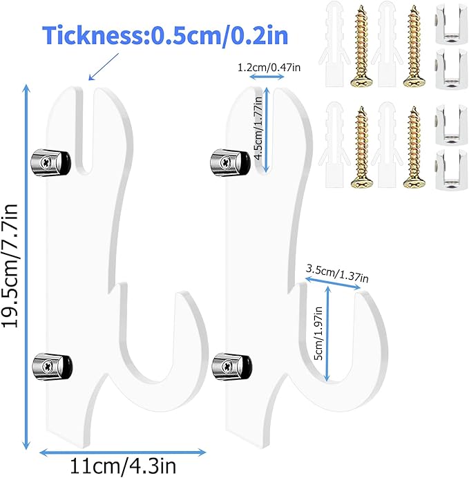 TRINENOX Sword Stand, Sword Wall Mount, Sword Hook, Sword Hanger Rack, Wall Mount Sword Hook, Acrylic Samurai Sword Display Holder for Katana Tanto Genji Wakizashi Sword Hanger Rack (2 Pairs Clear)