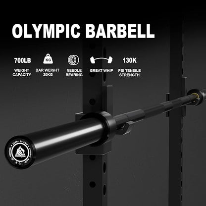 LIONSCOOL 7FT Olympic Barbell for Weightlifting, Power Lifting, 2 Inch Strength Training Bar for Squats, Deadlifts, Presses, Rows, Curls - 700lbs/1000lbs/1500lbs Capacity