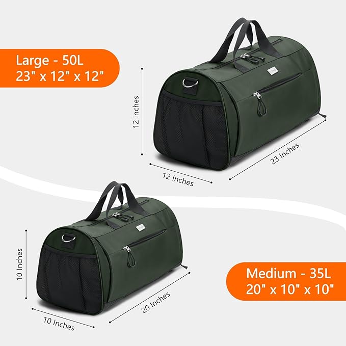 TOPDesign Gym Bag for Women & Men, Unisex Duffel Bag with Shoe Compartment & Wet Pocket for Travel Sports Gym (M Green)