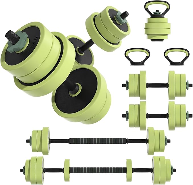 Adjustable Dumbbell Set 22/42/62LBS, 5-in-1 Free Weight Dumbbell Set Used as Dumbbell，Kettlebell,Barbell, Push-Up Stand,Weight Plate, Iron Sand Weights Set with Connector ,Fitness Exercises for Home Gym Suitable Men/Women