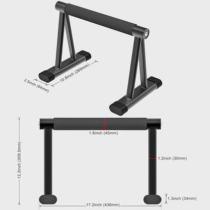Dolibest Push Up Bar, 12'' High Parallettes Bars with 8 Rubber Feet & Comfortable Handle, Dip Bars with Stable Triangle Base for Calisthenics, Handstand, Gym & Home Exercise, Easy Assembly (600LB)
