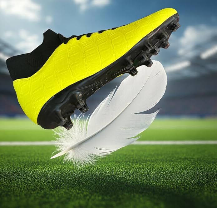 Soccer Cleats High-Top Outdoor Non-Slip Football Shoes Protection Lightweight for Firm Ground Training Breathable Fit (Size 6-13)