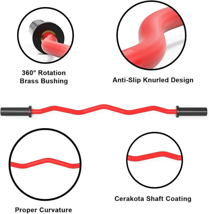 Chong Olympic Barbell 47Inch-4FT-350lb /86Inch-7FT-1500lb EZ Curl Weight Bar, Capacity Chrome Barbells for Gym Home Strength Training,Weightlifting,Power Lifting