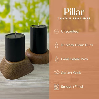 Simply Soson 3x6 inch Black Pillar Candles Set of 3, Smooth Texture, Unscented Black Candles, Dripless Candles, 3 inch Pillar Candles Ideal as Wedding, Parties, Spas, Dinner, Home Decoration, Church