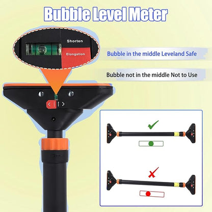 Adjustable Pull Up Bar for Doorway - 440LBS Weight Capacity, No Screws Installation with Level Meter and Auto Lock, Chin Up Bar for Home Gym Strength Training