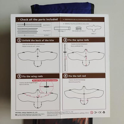 70.8" Eagle Kite for Adults and Kids - Easy to Fly and Assemble, Single Line Beach and Park Kite for Family Outdoor Activities, Comes with 300ft String Handle.