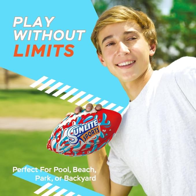 Sunlite Sports Waterproof Football for Lawn Backyard Pool Beach Lake Park Water Toy, Outdoor Play, for Kids Children Teens Adults, Family Fun