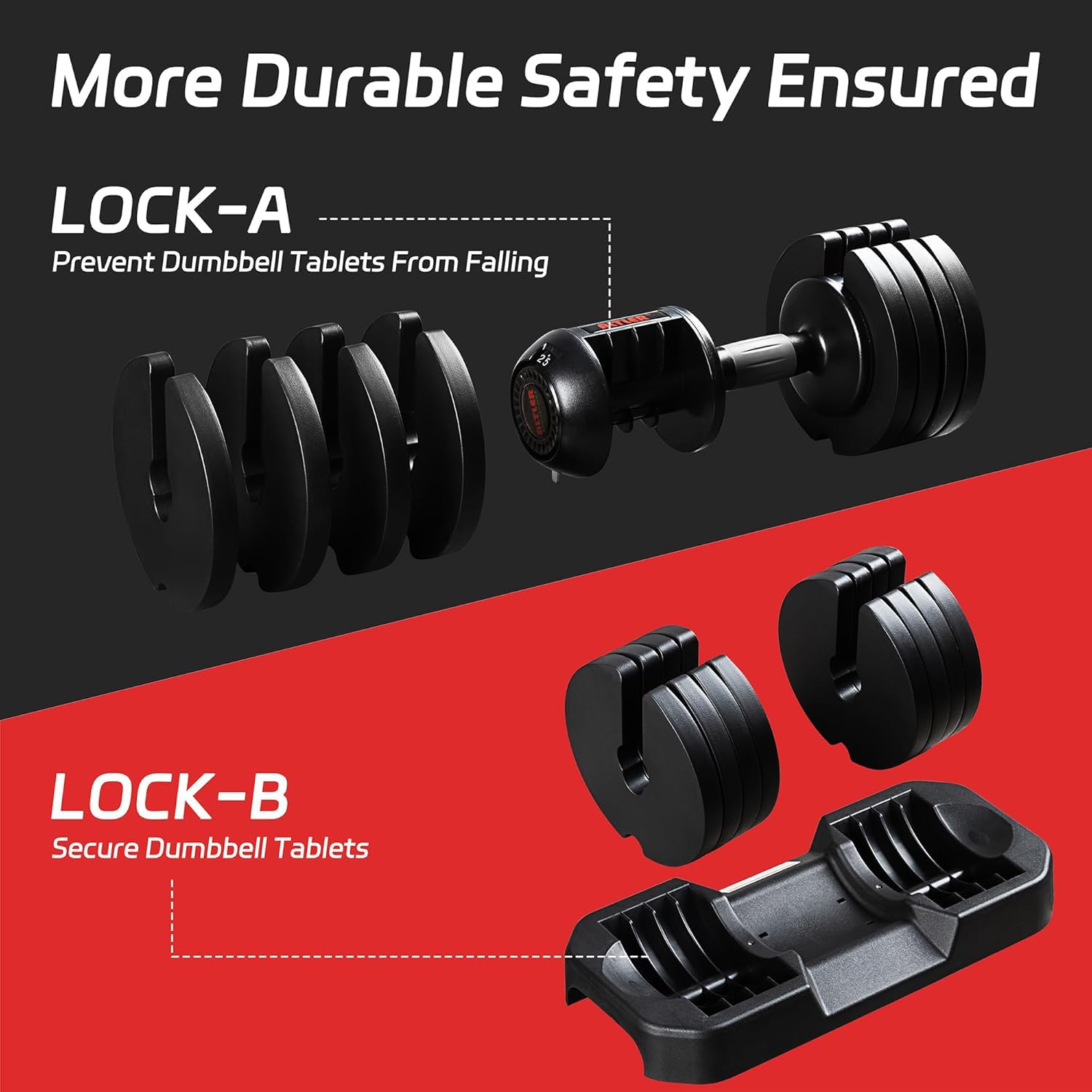 ALTLER Adjustable Dumbbell Set, 25LB Pair with Tray for Workout Strength Training Fitness