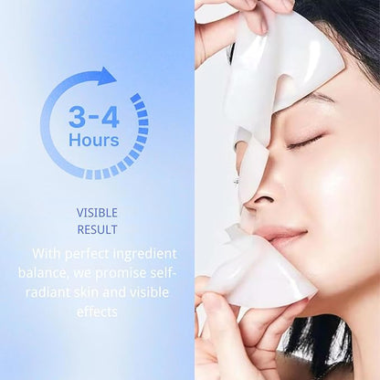 Bio-Collagen Real Deep Mask, Overnight Hydrating Mask, Pore Minimizing, Firming, Yeast Extract, Low Molecular Hyaluronic Acid Solution, Low Molecular Collagen, 28g, 4ea (With nasolabial fold patches)