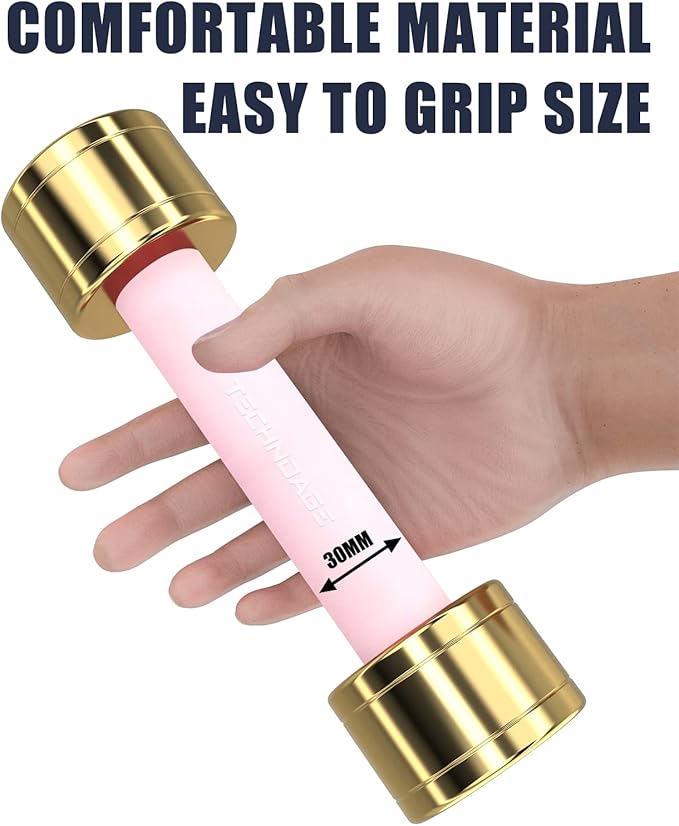 TECHNOAGE Round Dumbbell Sets with Steel Handle, Odorless Neoprene rubber Handle Cover