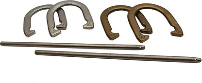 Triumph Forged and Steel Horseshoe Set Complete with 4 Horseshoes, 2 Stakes - Patriotic or Blue and Grey Colors - Perfect Addition for Parties and Outdoor Gatherings