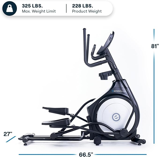 Echelon Ellipse Series – Light Commercial-Grade Ellipticals for Full-Body, Low-Impact Cardio with 32 Resistance Levels, 15 Incline Levels, 20” Stride, and 325 LB Weight Capacity