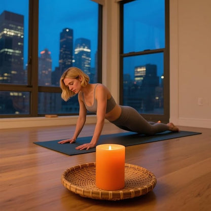 3 Packs 2.8x6 Inch Orange Pillar Candles, Unscented Dripless Non-Toxic Smokeless Long Lasting Fall Colored Cylinder Candles for Thanksgiving Day Home Dinner Table Power Outage Emergency