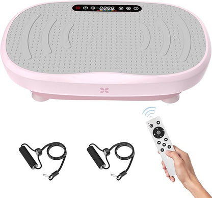 Vibration Plate Exercise Machine, Vibration Plate Platform with Bluetooth & Resistance Bands, Curved Design Full Body Workout Vibration Plate for Weight Loss, Muscle Recovery, Home