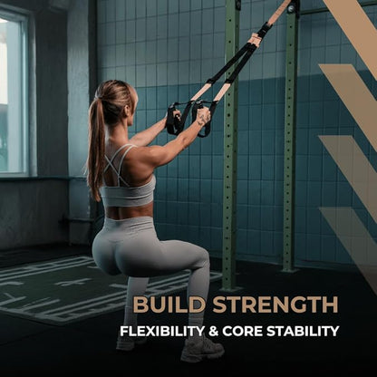 THYSOL® Resistance Trainer Pro Xtreme Straps Army | Sling Trainer Set with Adjustable Door Anchor | Fitness Home Workouts - Suitable for Travelling & for Training Indoor & Outdoor