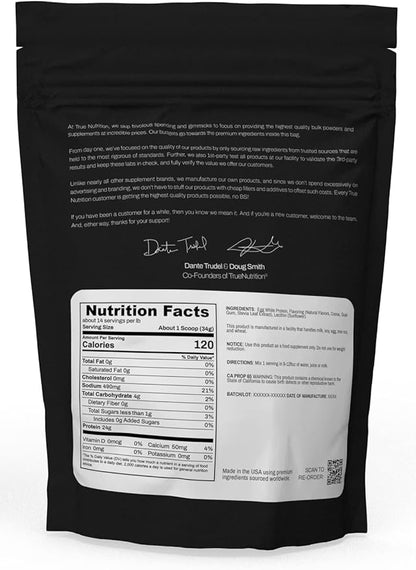 True Nutrition Egg White Protein Powder - Low Carb, Paleo, Keto, Carnivore, Lactose-Free, Gluten-Free (Chocolate Fudge Brownie, 1lb)