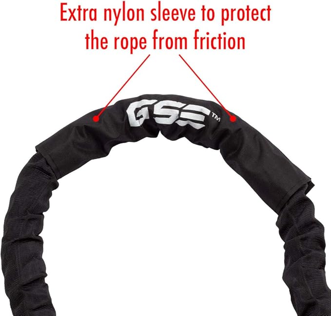 GSE Games & Sports Expert Gym Battle Rope, Heavy-Duty Workout Ropes for Indoor & Outdoor Workout, Exercise Rope for Strength Training - 30,40,50 Feet Lengths Available