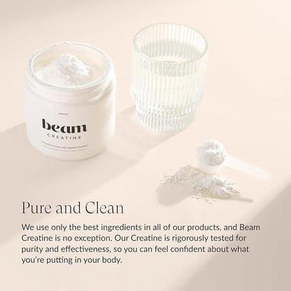 Beam Creatine Powder, Third Party Tested, Micronized Creatine Monohydrate Supplement, Creatine for Women and Men, Muscle Strength, Workout Recovery, Lean Muscle Growth, 30 Servings, Unflavored