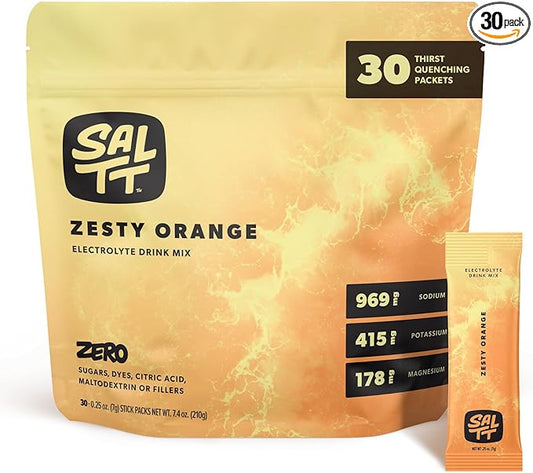 Keto Chow SALTT Electrolytes Powder Packets, Zesty Orange (30 Hydration Packets) - Magnesium