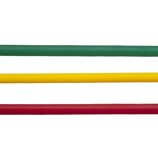 THERABAND Resistance Tubes, Begginer Set, Yellow, Red, and Green, 5 ft Latex Tubing, Home or Clinic Use, Cut-to-Fit, Color-Coded Resistance Bands for Upper & Lower Body Workouts