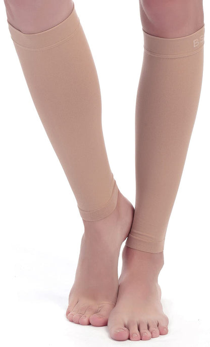 BSERA Calf Compression Sleeve Women, 2 Pairs 20-30mmHg Footless Compression Socks Stockings for
