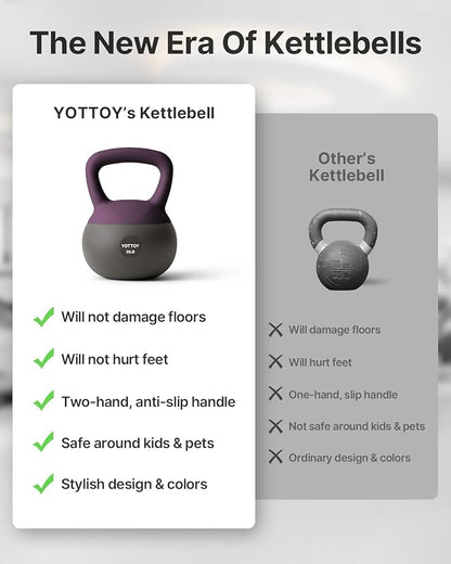YOTTOY Soft Kettlebell, Set for Strength Training Kettlebells & Home Workouts, Soft-Sided Cushioned Base, Wide-Handle - Ideal for Men, Women, & Beginners