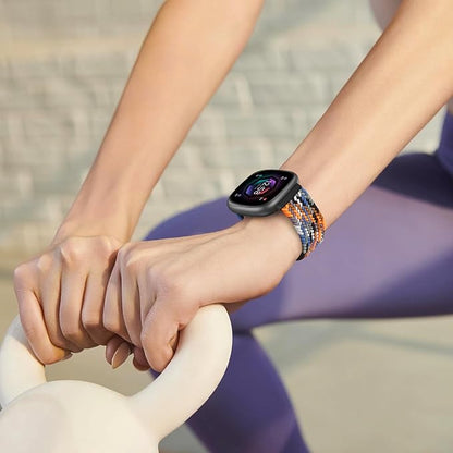 Fintie Magnetic Braided Stretchy Band Compatible with Fitbit Versa 4 3 / Sense 2 1, Soft Woven Nylon Sport Elastic Replacement Strap Wrist Bands, Camouflage Colors