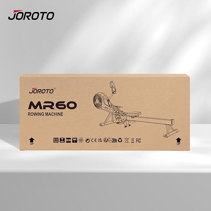 JOROTO Rowing Machine for Home Foldable, Air Magnetic Rowing Machines with 10-Level Adjustable Resistance, Quiet Ergonomic Seat，Bluetooth App, Max 350LBS, Space-Saving Home Gym, Gray