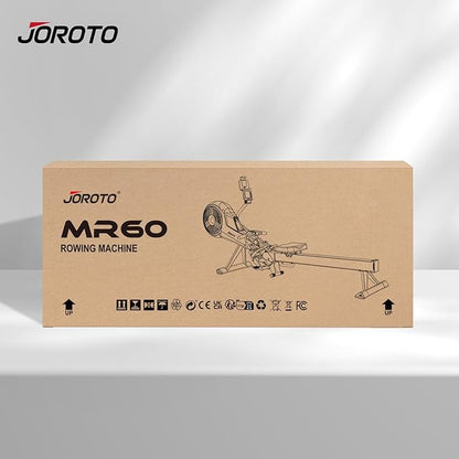 JOROTO Rowing Machine for Home Foldable, Air Magnetic Rowing Machines with 10-Level Adjustable Resistance, Quiet Ergonomic Seat，Bluetooth App, Max 350LBS, Space-Saving Home Gym, Gray