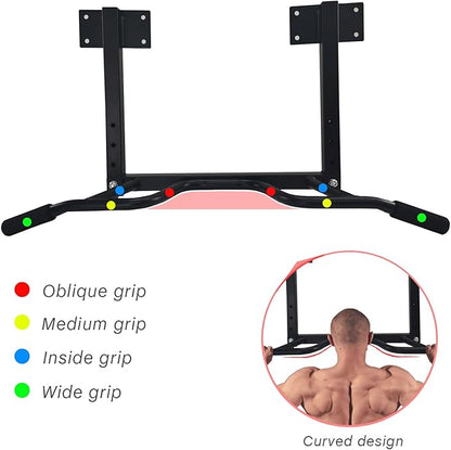 Wall Mounted Pull up Bar Multifunctional Chin up Bar Strength Training Pull-up Bar for Indoor Home Gym Fitness, Supports to 440 Lbs…
