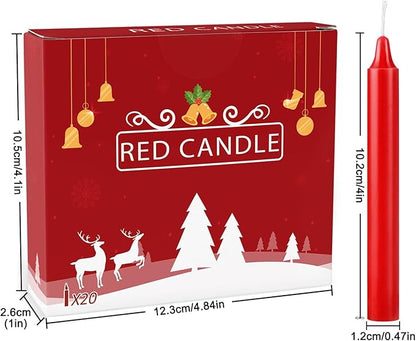Set of 20 Red Candles ?“Spell Chime Candles for Christmas,Household, Wedding, Rituals, Prayer, Birthdays, Meditation, Altar,Party and Home Décor Candlesticks - 4 Inch Tall, Unscented (Red)