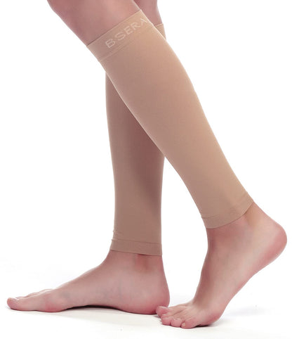 BSERA Calf Compression Sleeve Women, 2 Pairs 20-30mmHg Footless Compression Socks Stockings for
