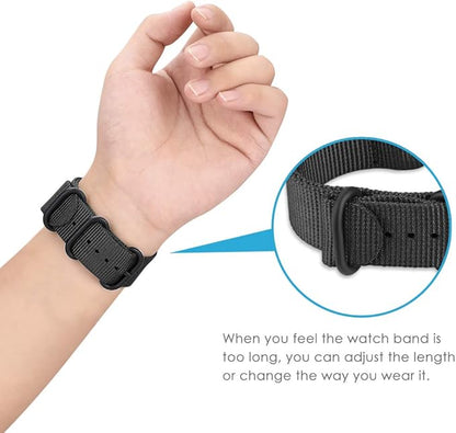 FINTIE Bands Compatible with Fitbit Versa 2/1 / Lite Edition, Soft Nylon Replacement Strap Wristband Accessories (Black)