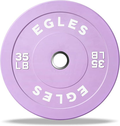 EGLES Vibrant Colorful Olympic Weight Plates, Rubber Barbell Plates, 2-inch Standard Virgin Rubber Bumper Plate 10 15 25 35 45LB for Home Gym Weightlifting, Strength Training, Fit Workouts