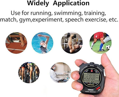 Sport Stopwatch Timer with 100X2laps Split Memory/0.001second Timing,Professional Recall Stop Watch Large Display Alarm Clock Multifunctional for Coach Referee Swimming Running Marathon Competition