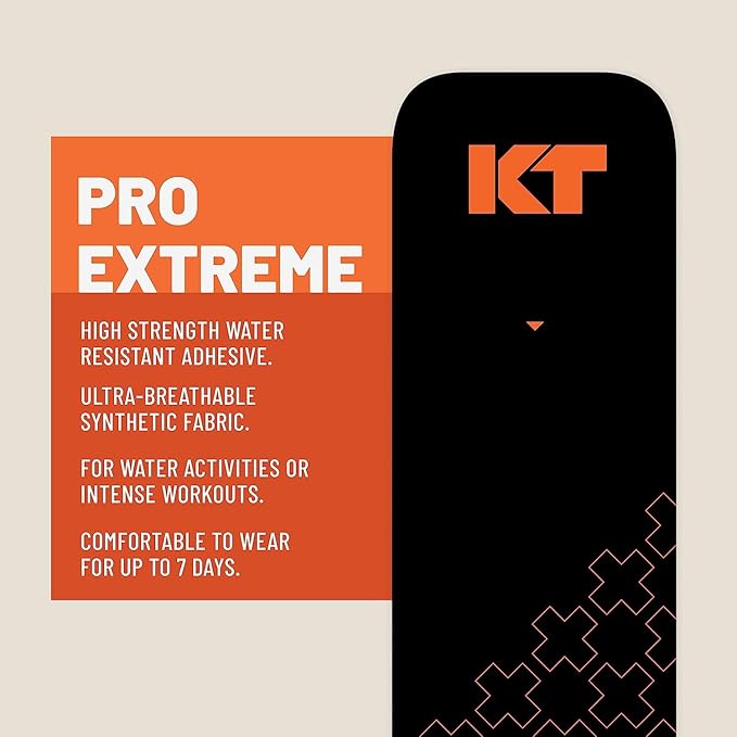 KT Tape PRO Extreme, Synthetic Jumbo Kinesiology Athletic Tape, 125 Foot Uncut Roll, Black