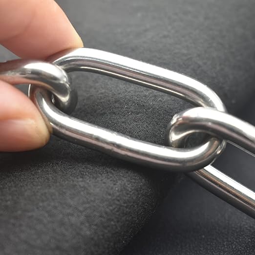 3/16 inch(5mm) Wire Diameter Stainless Steel Safety Chains 20 inch Long Link Rings Light Duty Coil Chain for Hanging Pulling Towing, 3/16"x 20" (2Pcs)