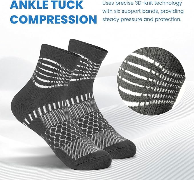 IRAMY Ankle Compression Socks for Women Men Plantar Fasciitis Relief Cushioned Athletic Running