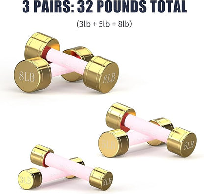 TECHNOAGE Round Dumbbell Sets with Steel Handle, Odorless Neoprene rubber Handle Cover