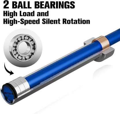 RITFIT Olympic Barbell 4ft/4.8ft/6ft - 2 Inch Weight Bar for Strength Training, Weightlifting, Squat, Deadlift, Bench Press, Curl, Overhead Press - 350lbs/500lbs Capacity